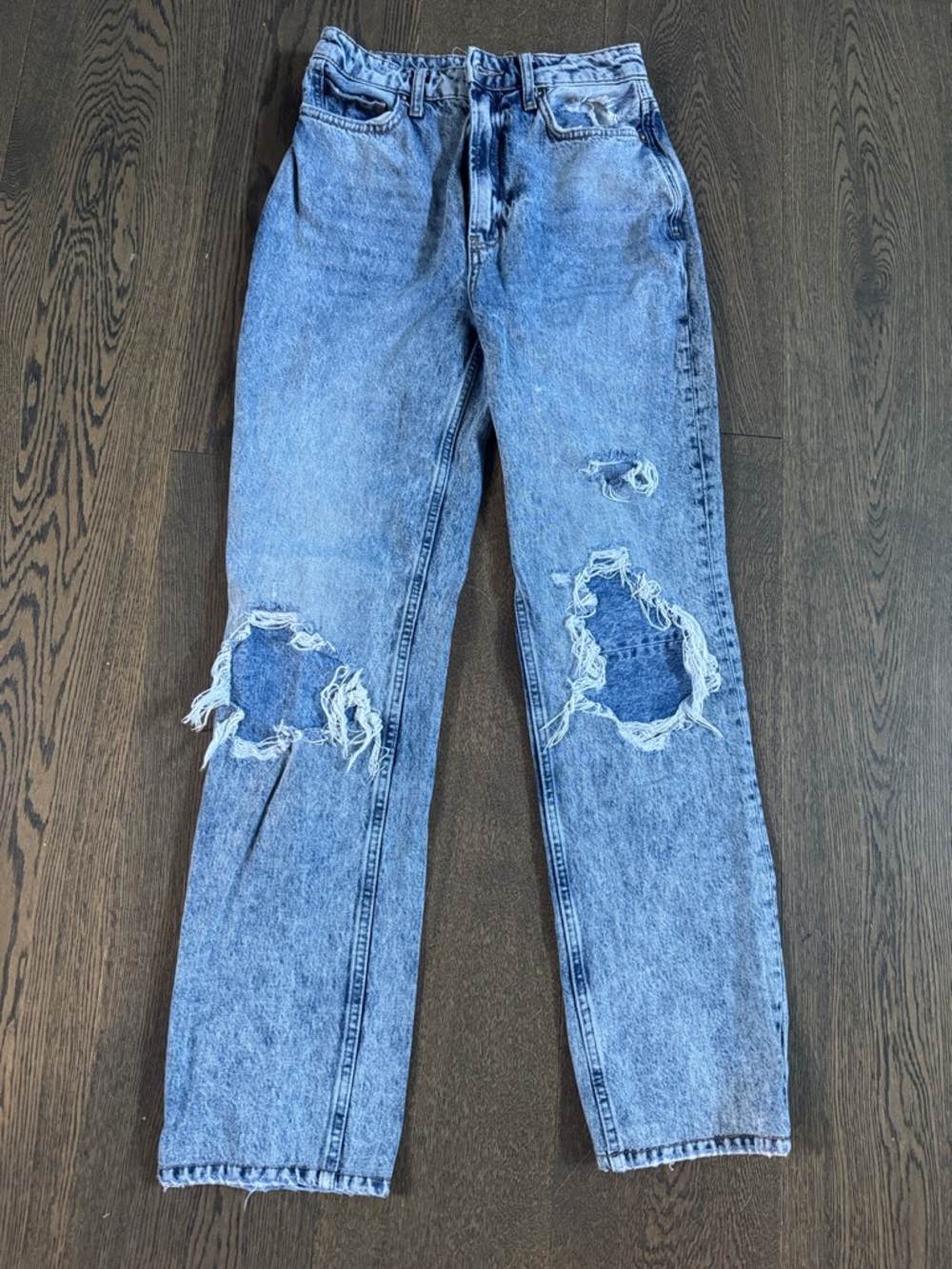 WE THE FREE My Own Lane Jeans High Rise Acid Wash Distressed Size 27